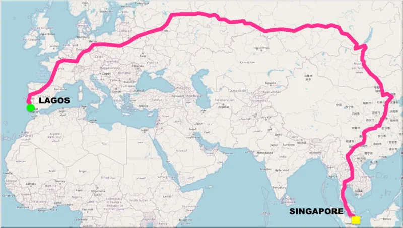 Portugal to Singapore by train 2026